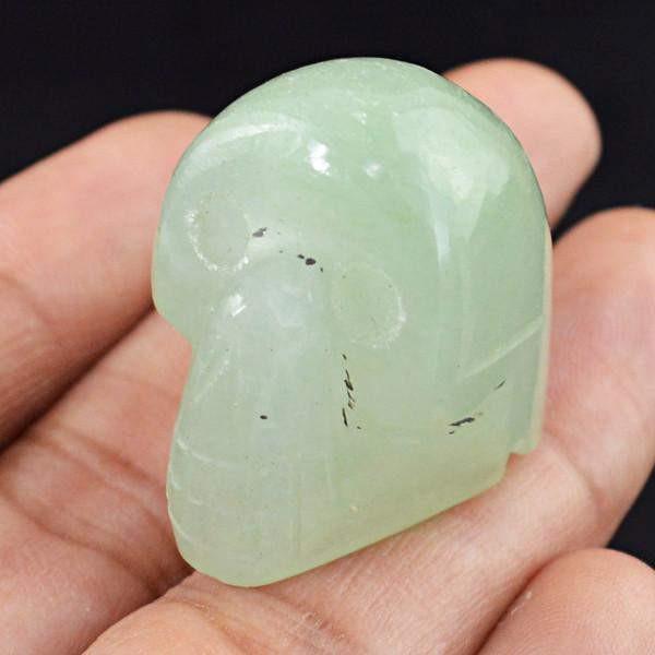 gemsmore:Natural Carved Skull Green Aquamarine Gemstone