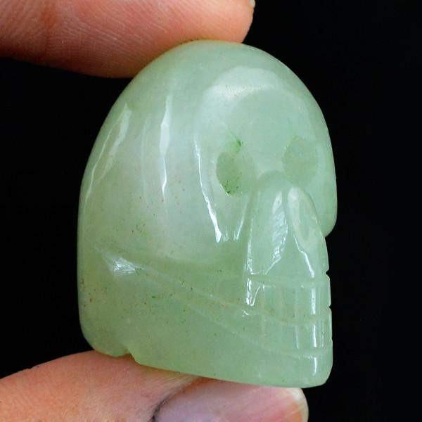gemsmore:Natural Carved Skull Green Aquamarine Gemstone