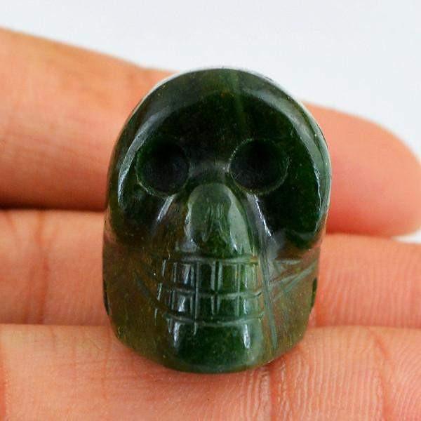 gemsmore:Natural Carved Skull Green Jade Untreated Gemstone