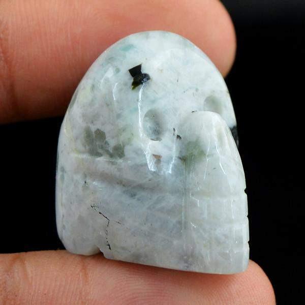 gemsmore:Natural Carved Skull White Moonstone Gemstone