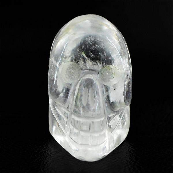 gemsmore:Natural Carved Skull White Quartz Gemstone