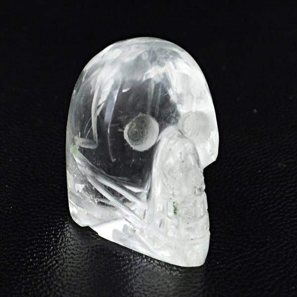 gemsmore:Natural Carved White Quartz Skull Gemstone