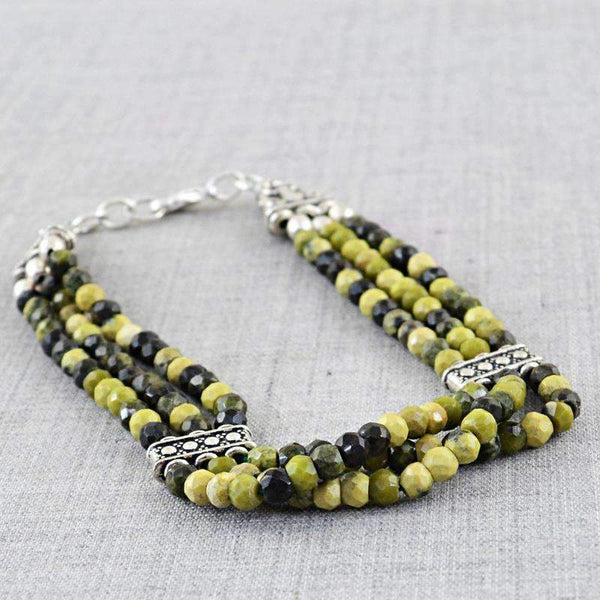 gemsmore:Natural Cat's Eye Bracelet Round Shape Faceted Beads