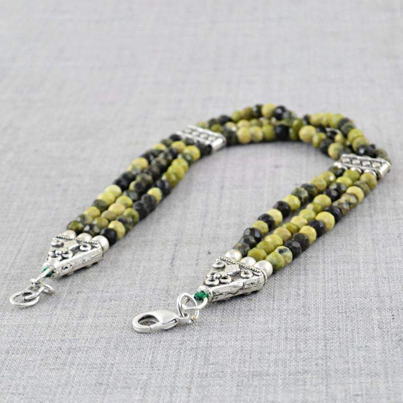 gemsmore:Natural Cat's Eye Bracelet Round Shape Faceted Beads