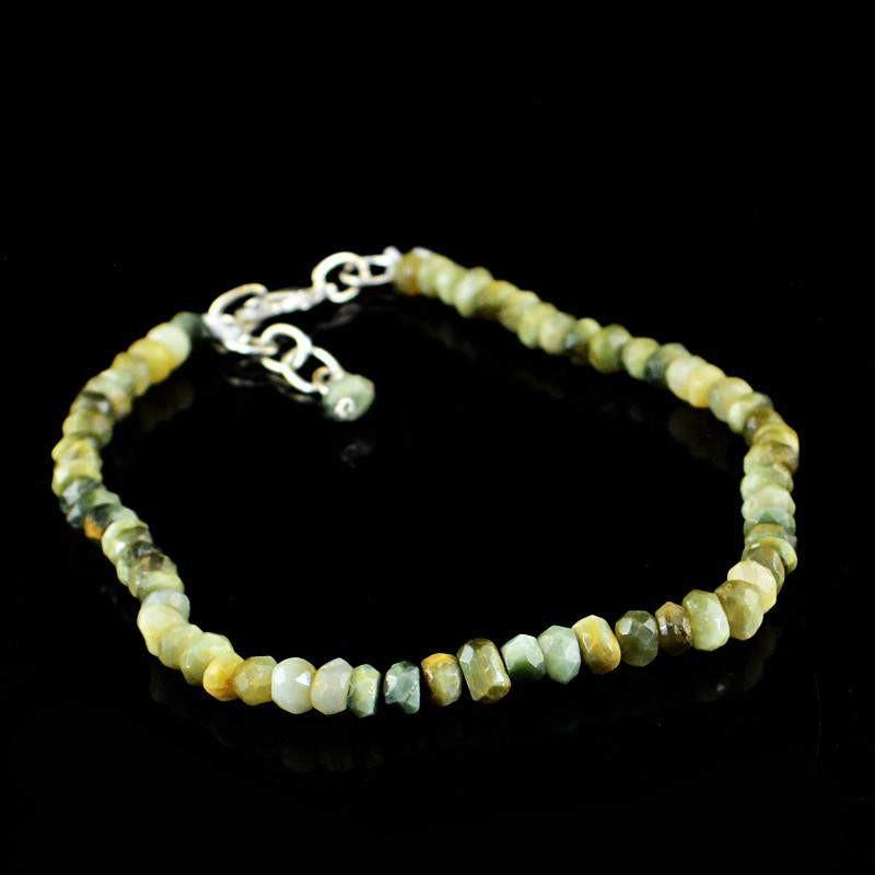 gemsmore:Natural Cat's Eye Bracelet Untreated Round Faceted Beads