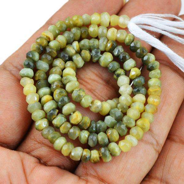 gemsmore:Natural Cat's Eye Drilled Beads Strand - Faceted Round Shape