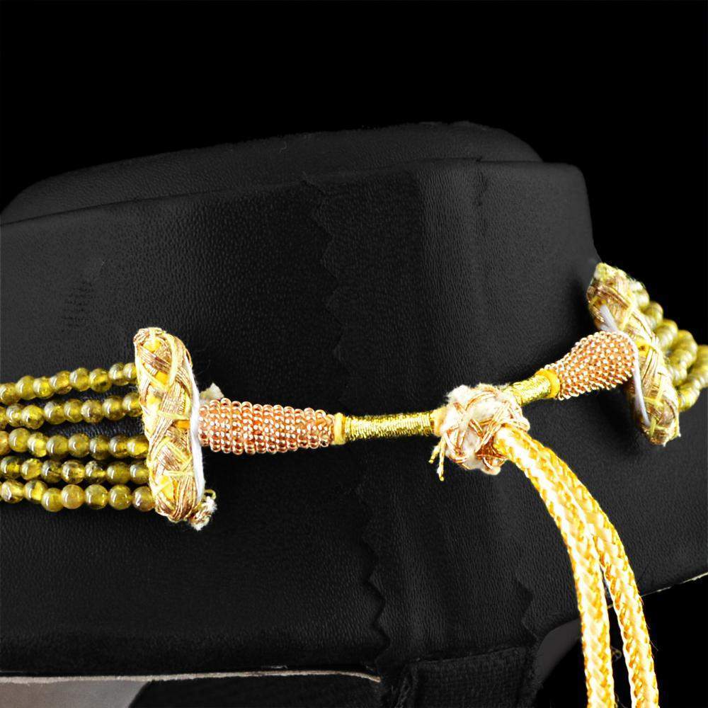 gemsmore:Natural Cat's Eye Necklace 5 Strand Round Shape Beads