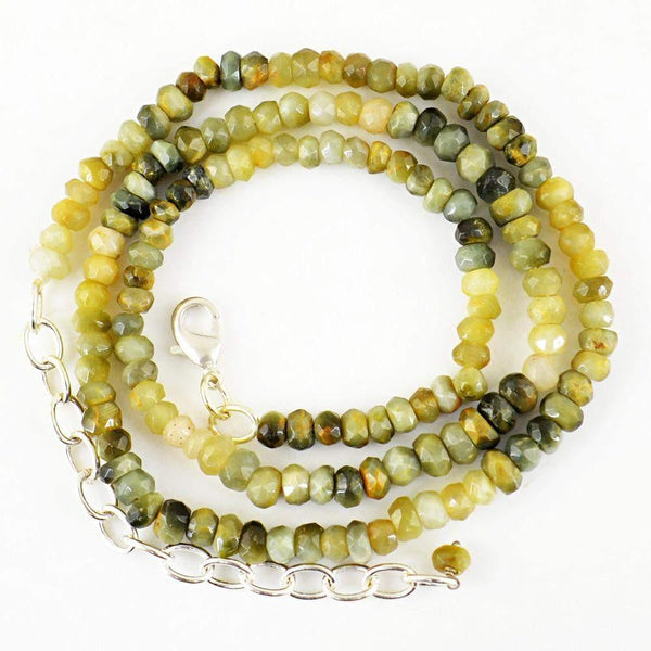 gemsmore:Natural Cat's Eye Necklace Faceted Round Shape Beads