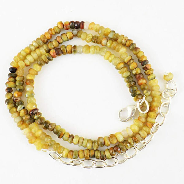 gemsmore:Natural Cat's Eye Necklace Faceted Round Shape Untreated Beads