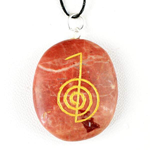 gemsmore:Natural Chakra Healing Oval Shape Jasper Gemstone Pendant