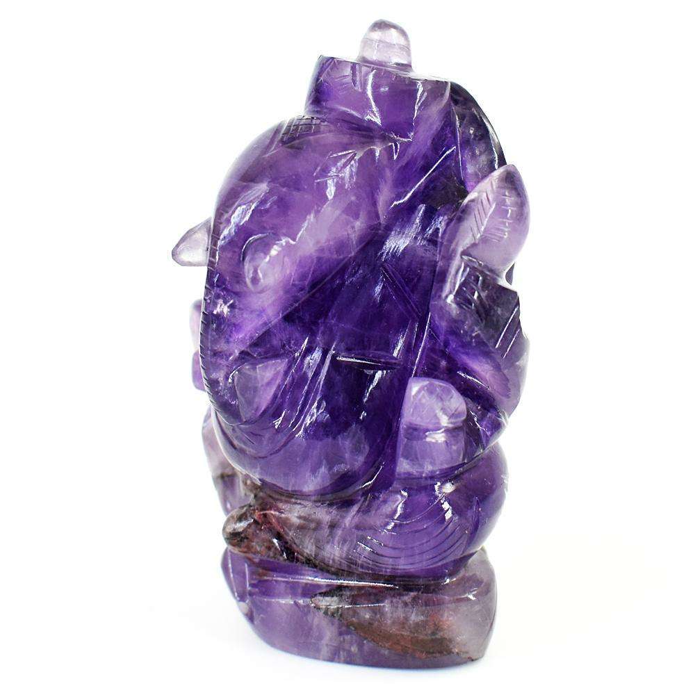 gemsmore:Natural Chevron Amethyst Hand Carved Genuine Crystal Gemstone Carving Lord Ganesha