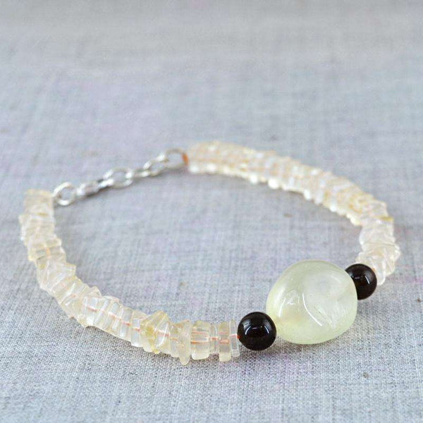 gemsmore:Natural Citrine & Chalcedony Beads Bracelet