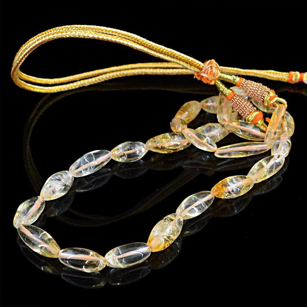 gemsmore:Natural Citrine Necklace Untreated Single Strand Beads