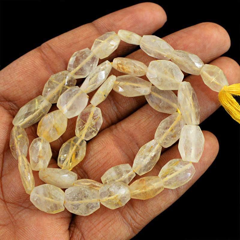 gemsmore:Natural Citrine Oval Shape Beads Strand