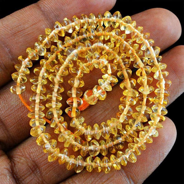 gemsmore:Natural Citrine Round Shape Beads Strand