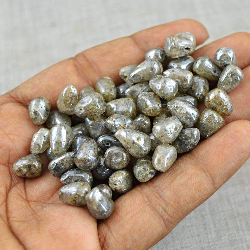 gemsmore:Natural Coated Labradorite Beads Lot - Drilled