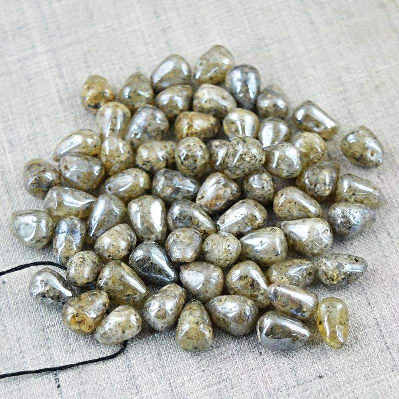 gemsmore:Natural Coated Labradorite Beads Lot - Drilled