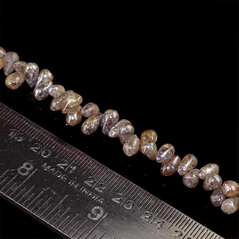 gemsmore:Natural Coated Labradorite Beads Strand - Drilled