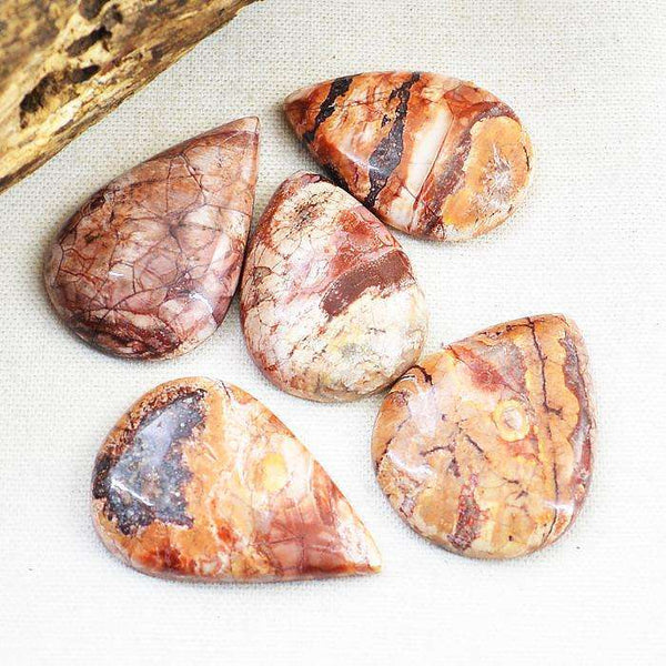gemsmore:Natural Crazy Lace Agate Pear Shape Untreated Gemstone Lot