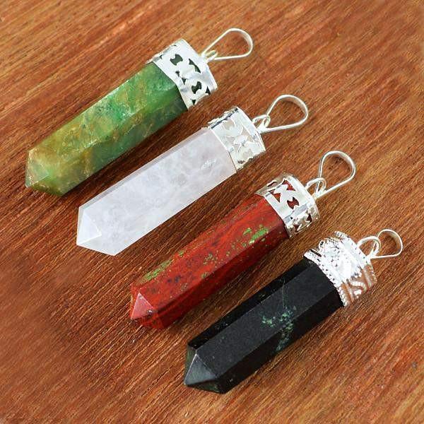 gemsmore:Natural Crystal Healing Point Pendant Lot