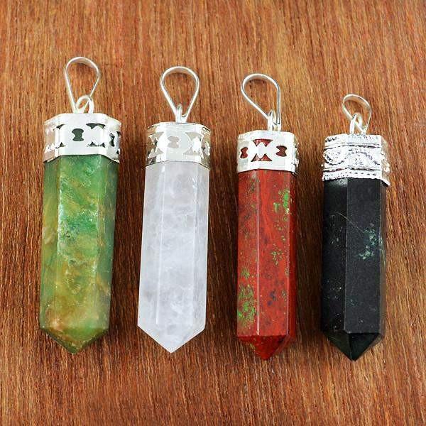 gemsmore:Natural Crystal Healing Point Pendant Lot