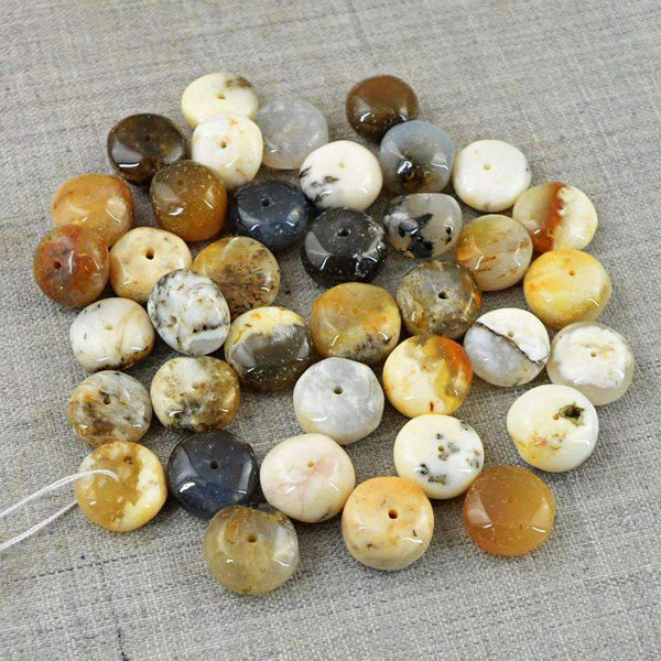 gemsmore:Natural Dendrite Opal Beads Lot - Drilled Round Shape