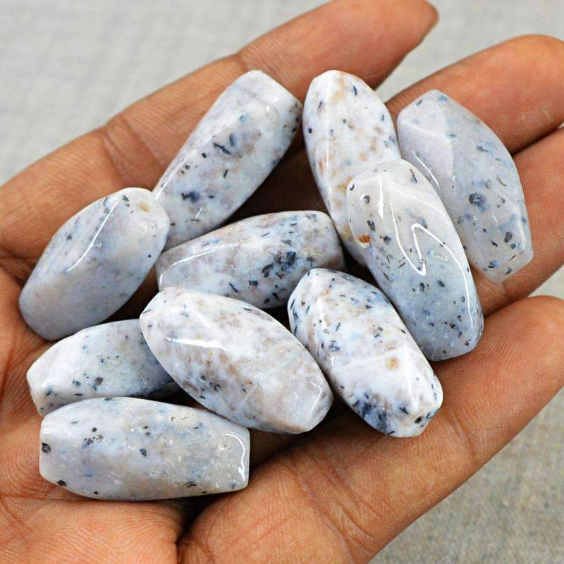 gemsmore:Natural Dendrite Opal Beads Lot - Drilled