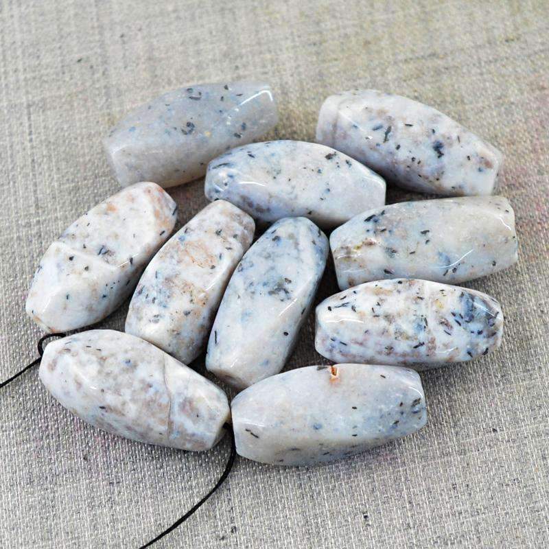 gemsmore:Natural Dendrite Opal Beads Lot - Drilled