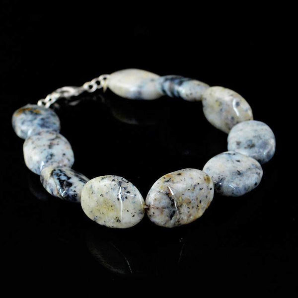 gemsmore:Natural Dendrite Opal Bracelet Oval Shape Untreated Beads