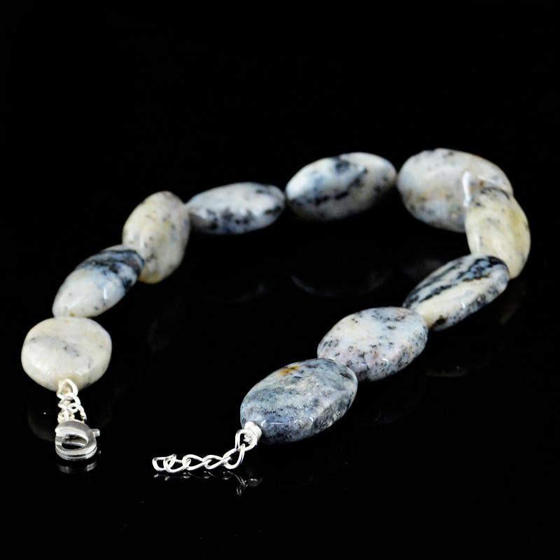 gemsmore:Natural Dendrite Opal Bracelet Oval Shape Untreated Beads