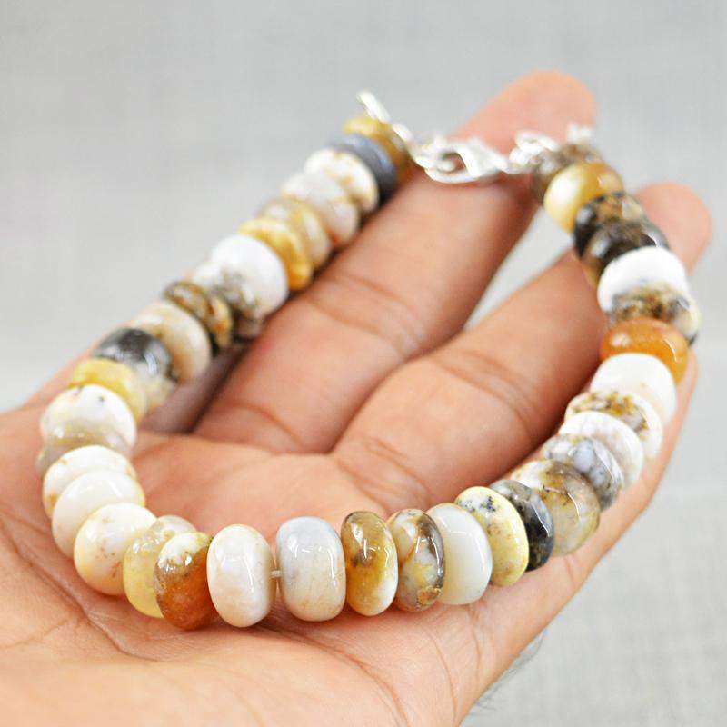 gemsmore:Natural Dendrite Opal Bracelet Round Shape Beads