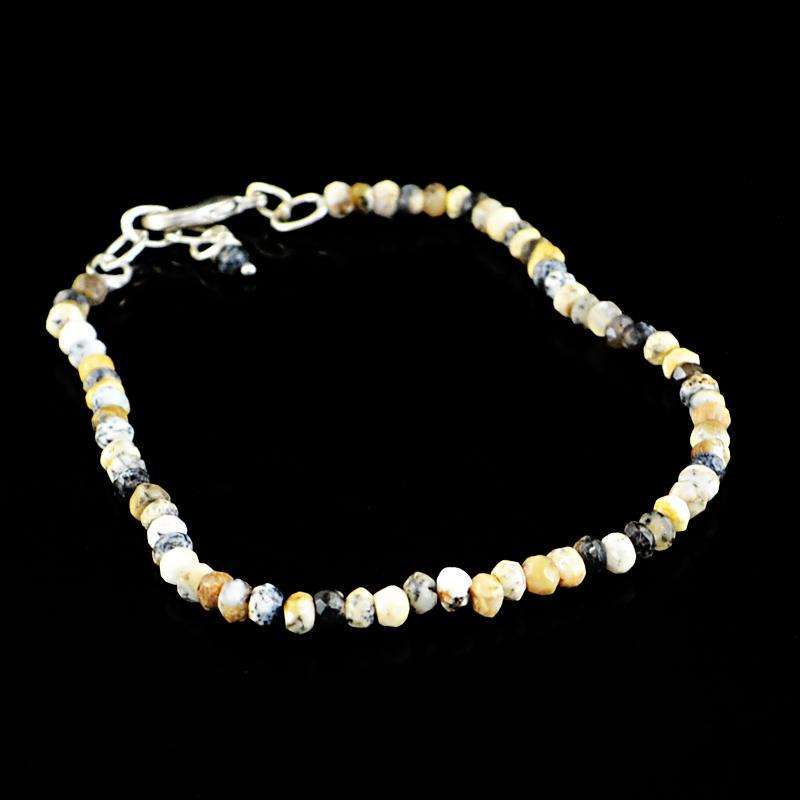 gemsmore:Natural Dendrite Opal Bracelet Round Shape Faceted Beads
