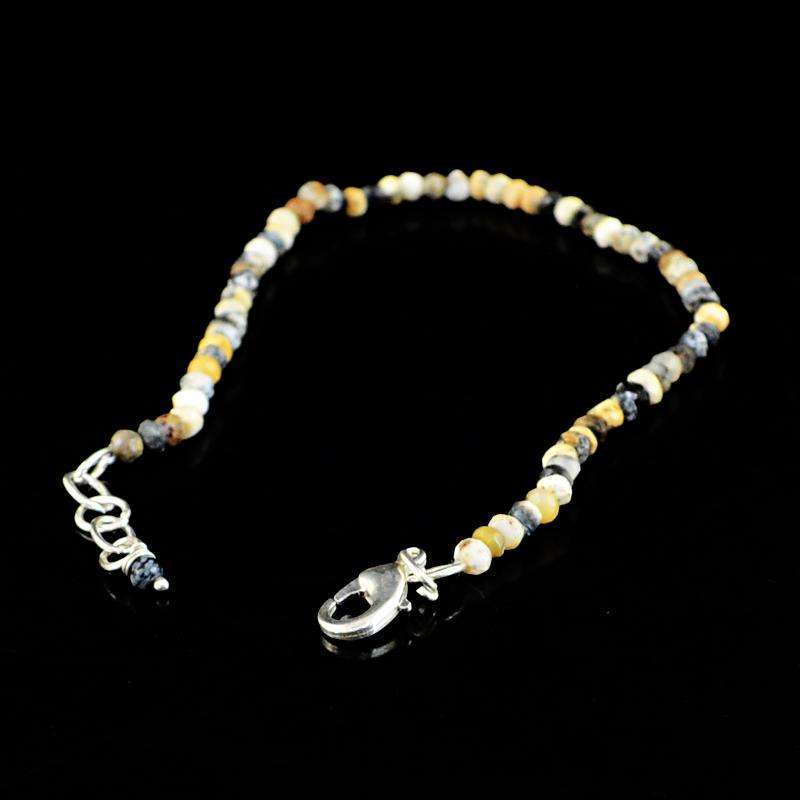 gemsmore:Natural Dendrite Opal Bracelet Round Shape Faceted Beads