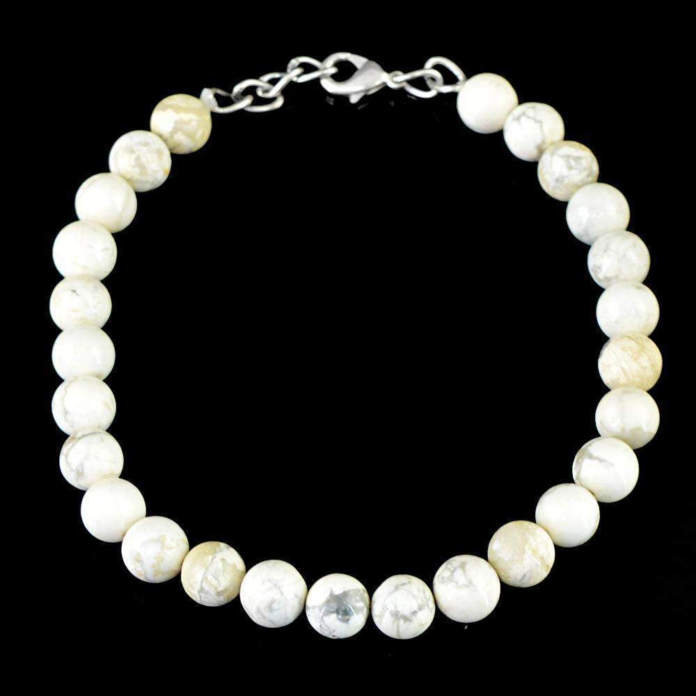gemsmore:Natural Dendrite Opal Bracelet Round Shape Untreated Beads