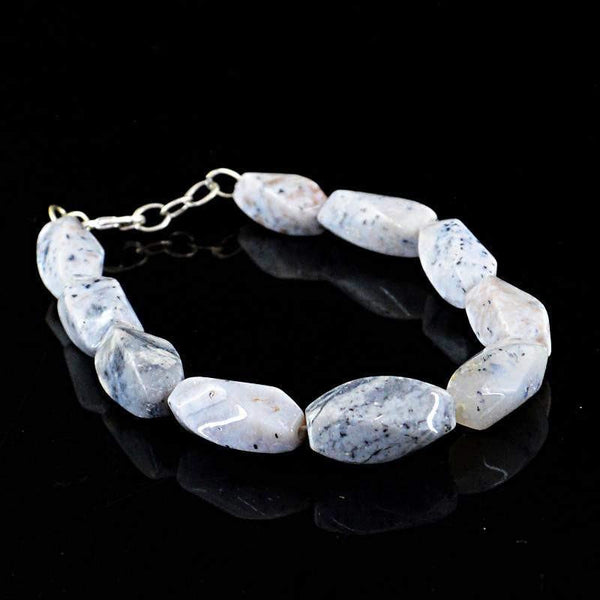 gemsmore:Natural Dendrite Opal Bracelet Untreated Faceted Beads