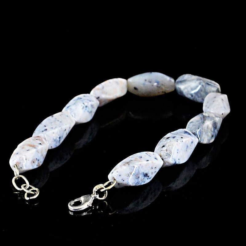 gemsmore:Natural Dendrite Opal Bracelet Untreated Faceted Beads
