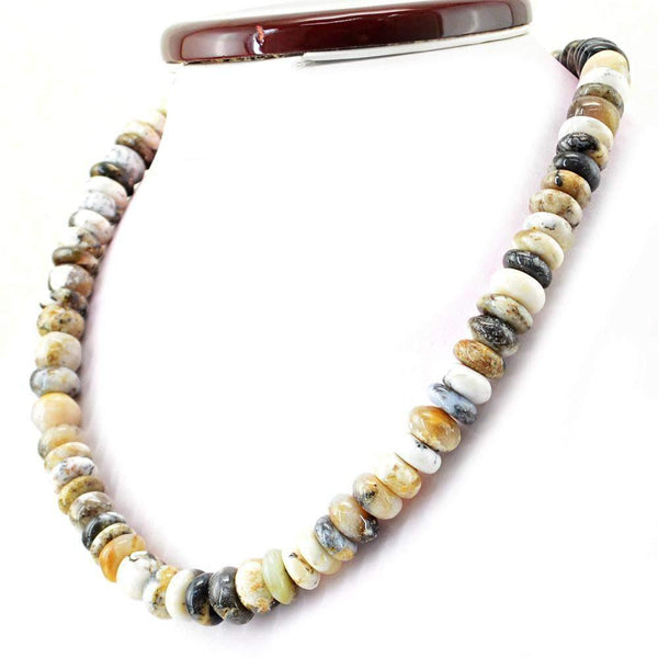 gemsmore:Natural Dendrite Opal Necklace Round Shape Beads Necklace