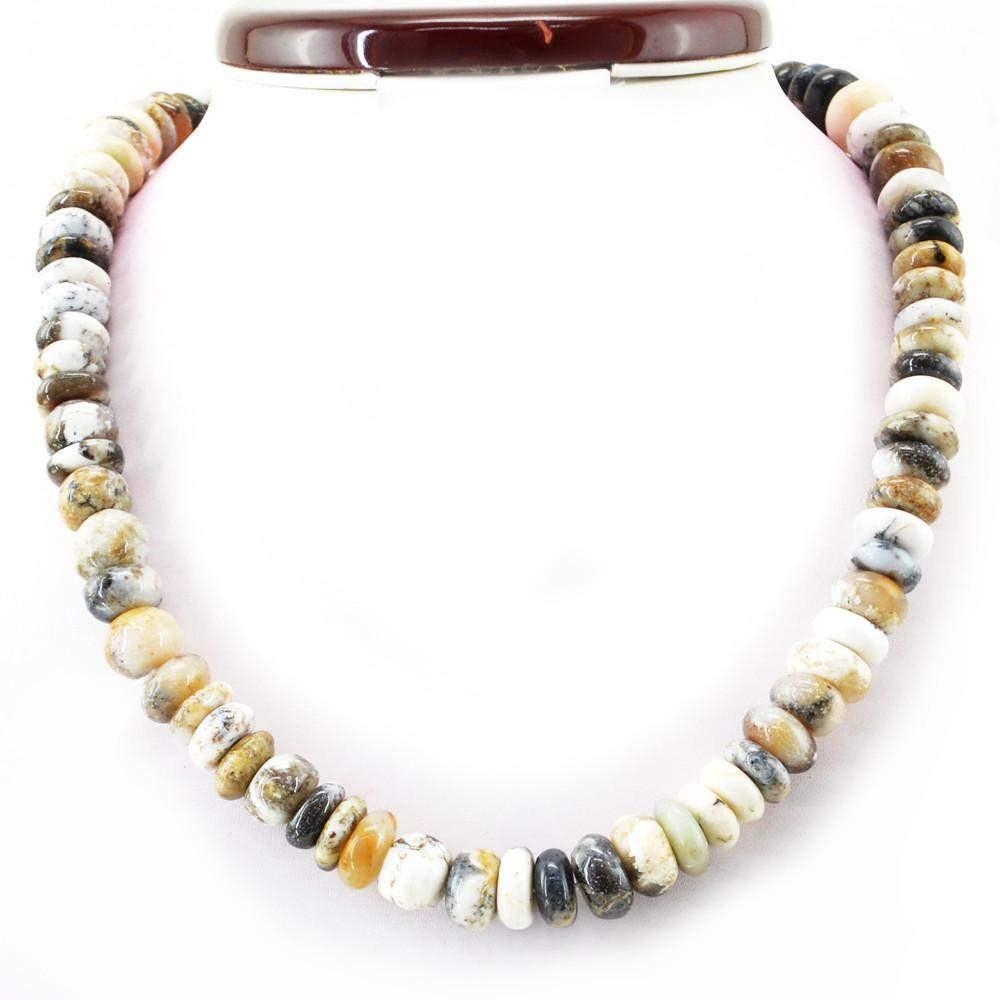 gemsmore:Natural Dendrite Opal Necklace Round Shape Beads Necklace