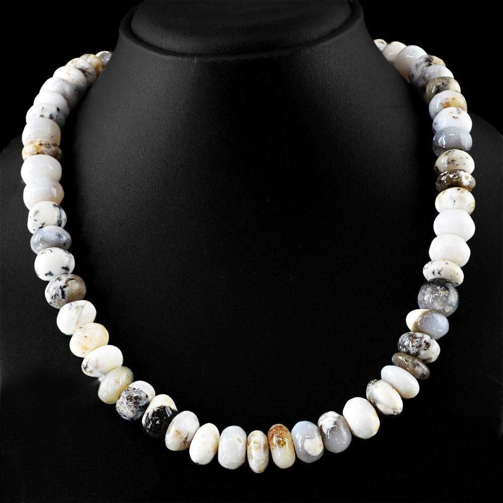 gemsmore:Natural Dendrite Opal Necklace Round Shape Untreated Beads
