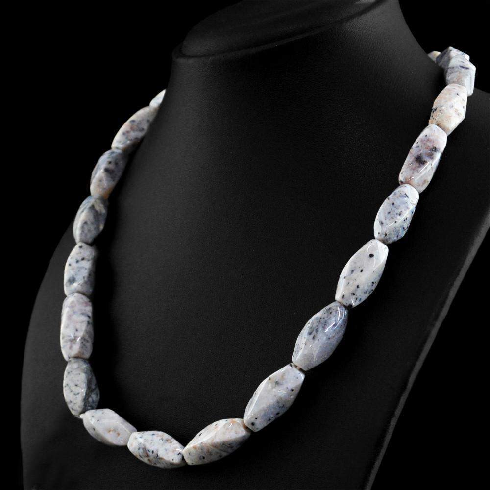 gemsmore:Natural Dendrite Opal Necklace Single Strand Untreated Beads