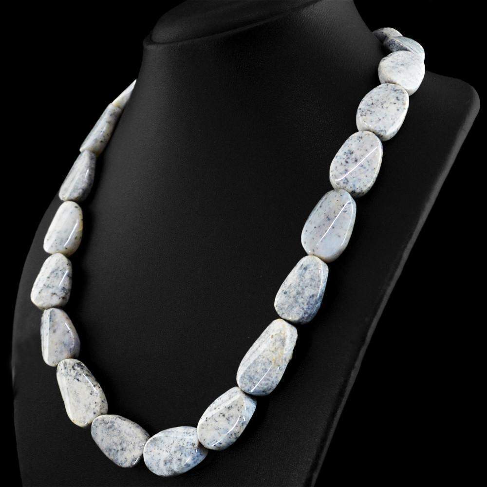 gemsmore:Natural Dendrite Opal Necklace Untreated Beads