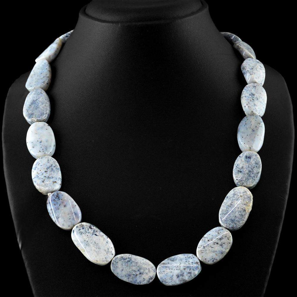 gemsmore:Natural Dendrite Opal Necklace Untreated Beads