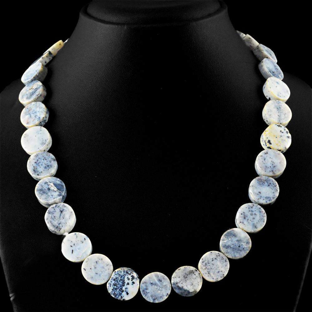 gemsmore:Natural Dendrite Opal Necklace Untreated Round Shape Beads