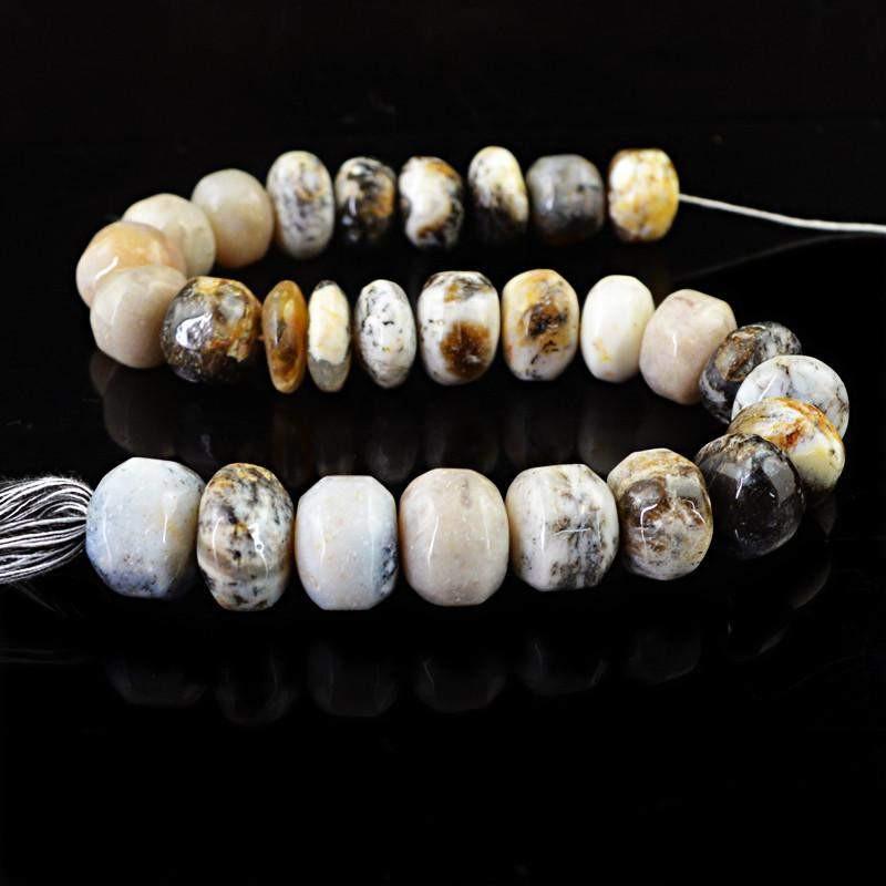 gemsmore:Natural Dendrite Opal Untreated Round Shape Beads Strand