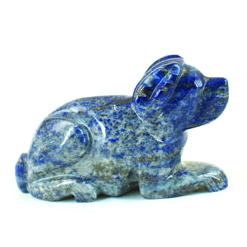 gemsmore:Natural Denim Blue Lapis Lazuli Hand Carved Genuine Crystal Gemstone Carving Dog