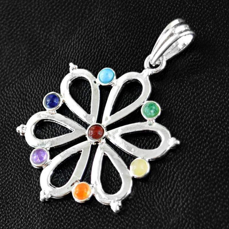 gemsmore:Natural Designer Flower Seven Chakra Healing Pendant