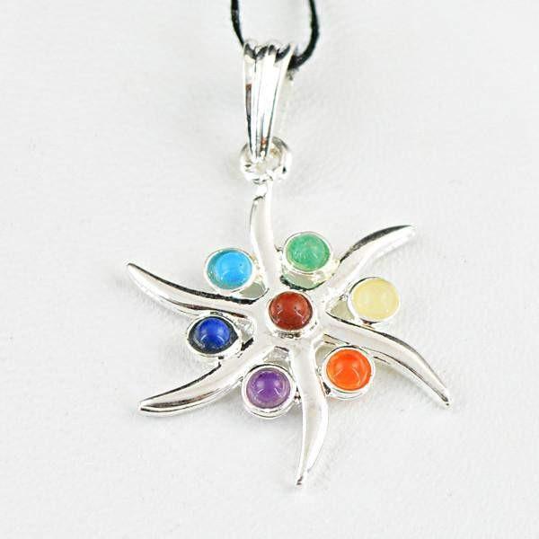 gemsmore:Natural Designer Flower Seven Chakra Reiki Healing Pendant