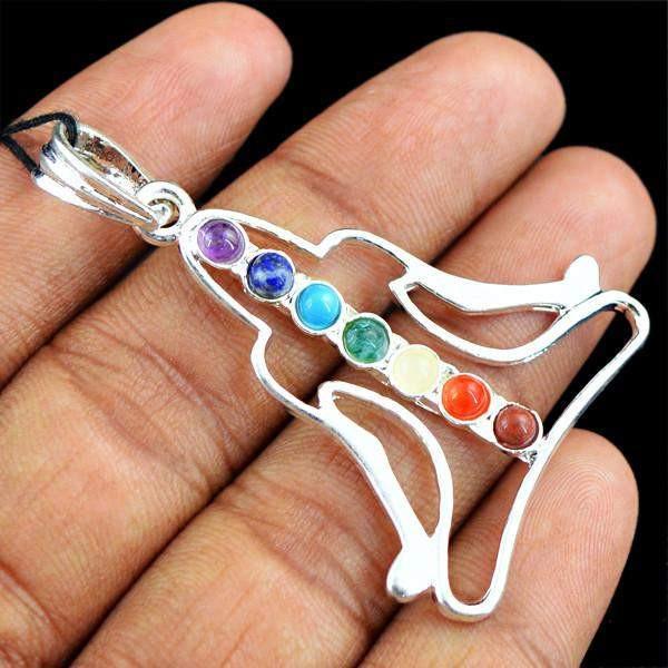 gemsmore:Natural Designer Seven Chakra Crystal Healing Pendant