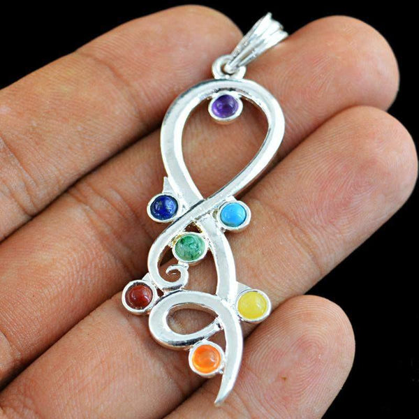 gemsmore:Natural Designer Seven Chakra Crystal Healing Pendant