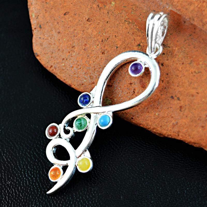 gemsmore:Natural Designer Seven Chakra Crystal Healing Pendant